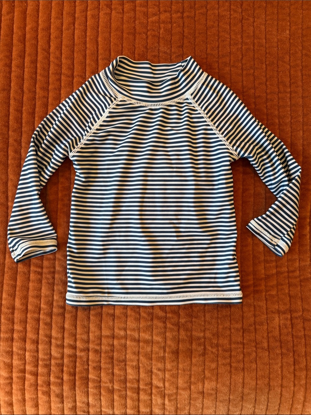 FLAP HAPPY UPF 50+ Navy and White Striped Rash Guard / Swim Top